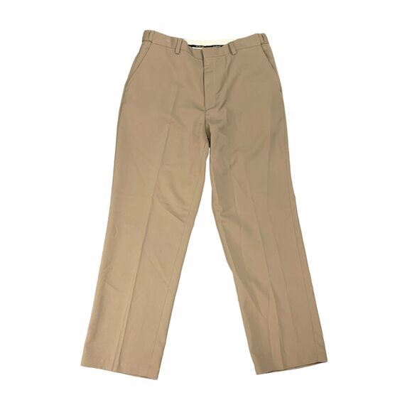 LL Bean Dress Pants Men 34x30 Bison Brown Flat Front Wrinkle Free Breathable - Picture 1 of 11